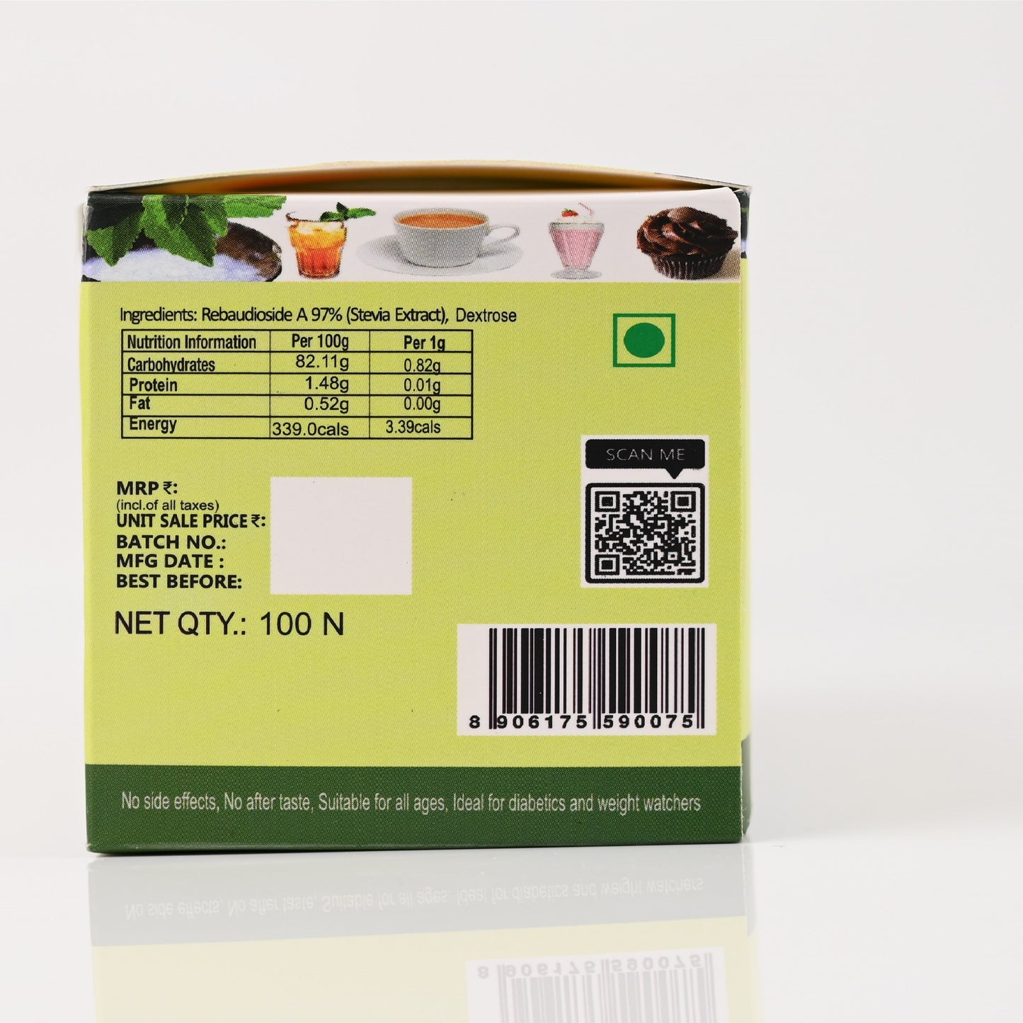 So Sweet Sugar Free Low Stevia Sachets 100% Natural Sweetener |100 Sachet | Diabetic Safe
