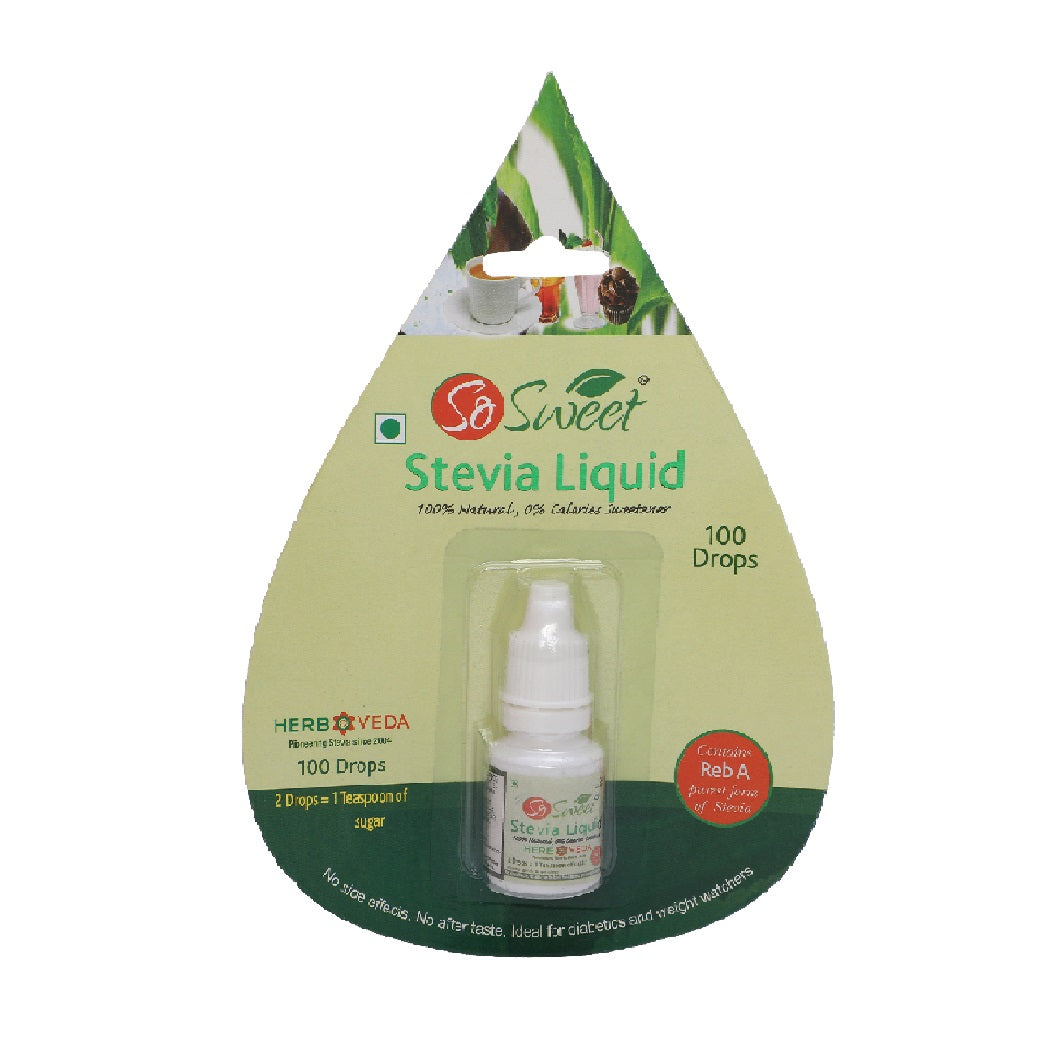 So Sweet Stevia Liquid Sugar Free 100 Drops - 5ml | Zero Calorie | Diabetic Friendly-Pack of 4