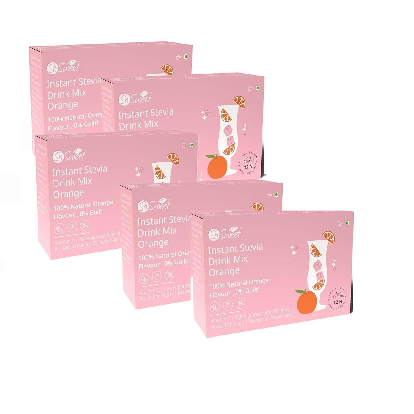 So Sweet Stevia Orange Instant Drink Mix – 12 Sachets | Sugar Free Zero Calorie