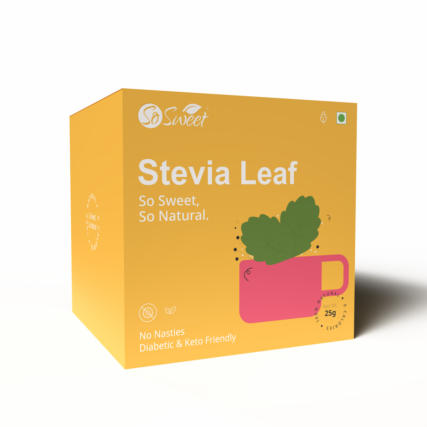 So Sweet Stevia Leaf Sugar Free Natural Zero Calorie Sweetener Pack of 5 (25gm each)
