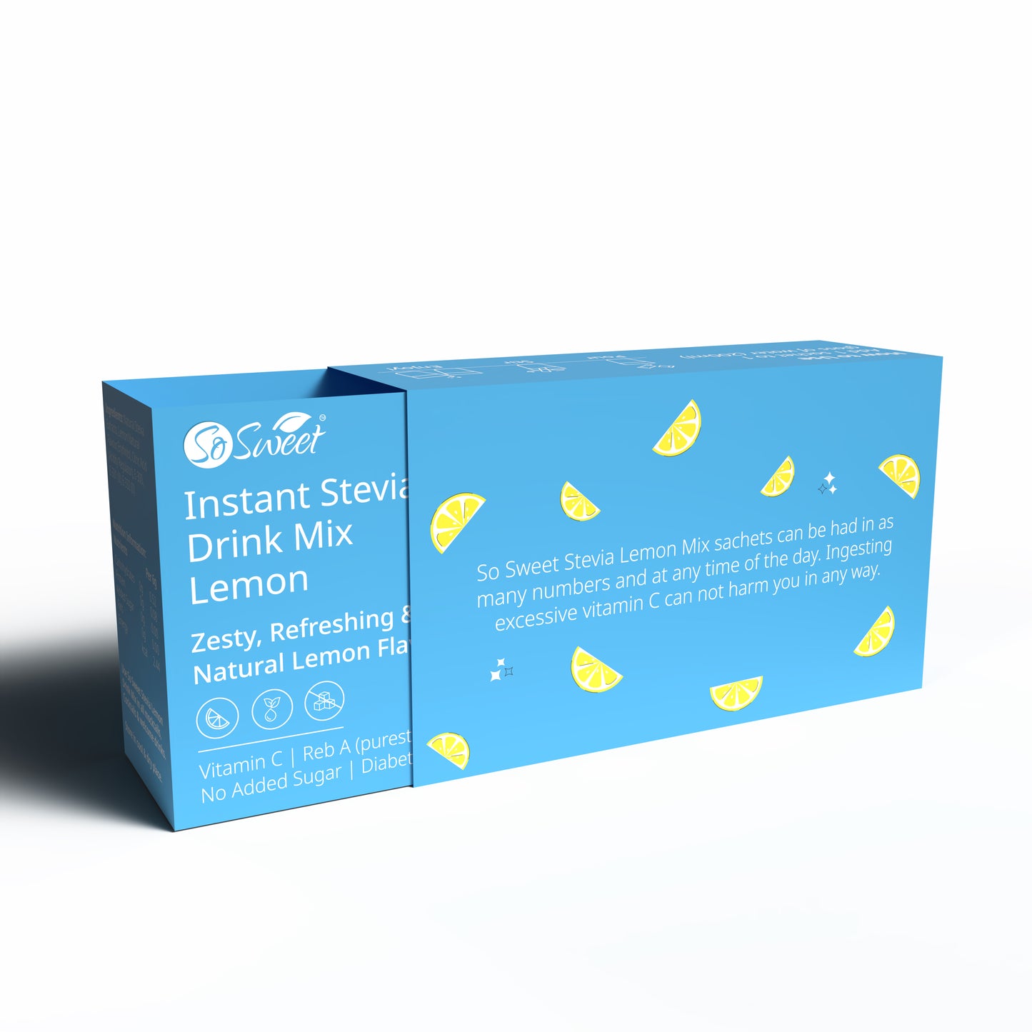 Stevia Sugar Free Instant Lemon Juice Drink Mix - 12 Sachets-Pack of 5