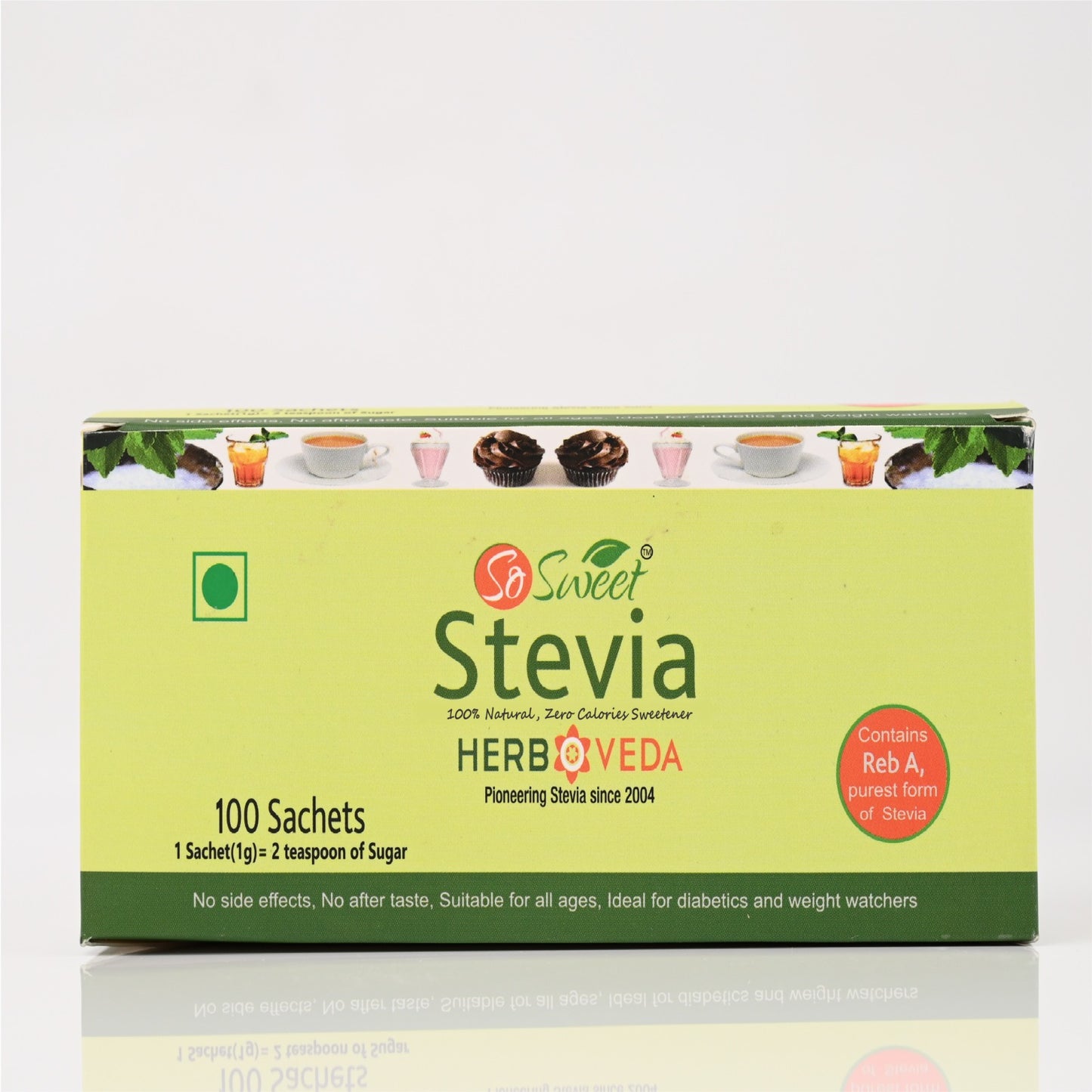 So Sweet Stevia Sachets Sugar Free Natural Zero Calorie Sweetener -100 Sachets