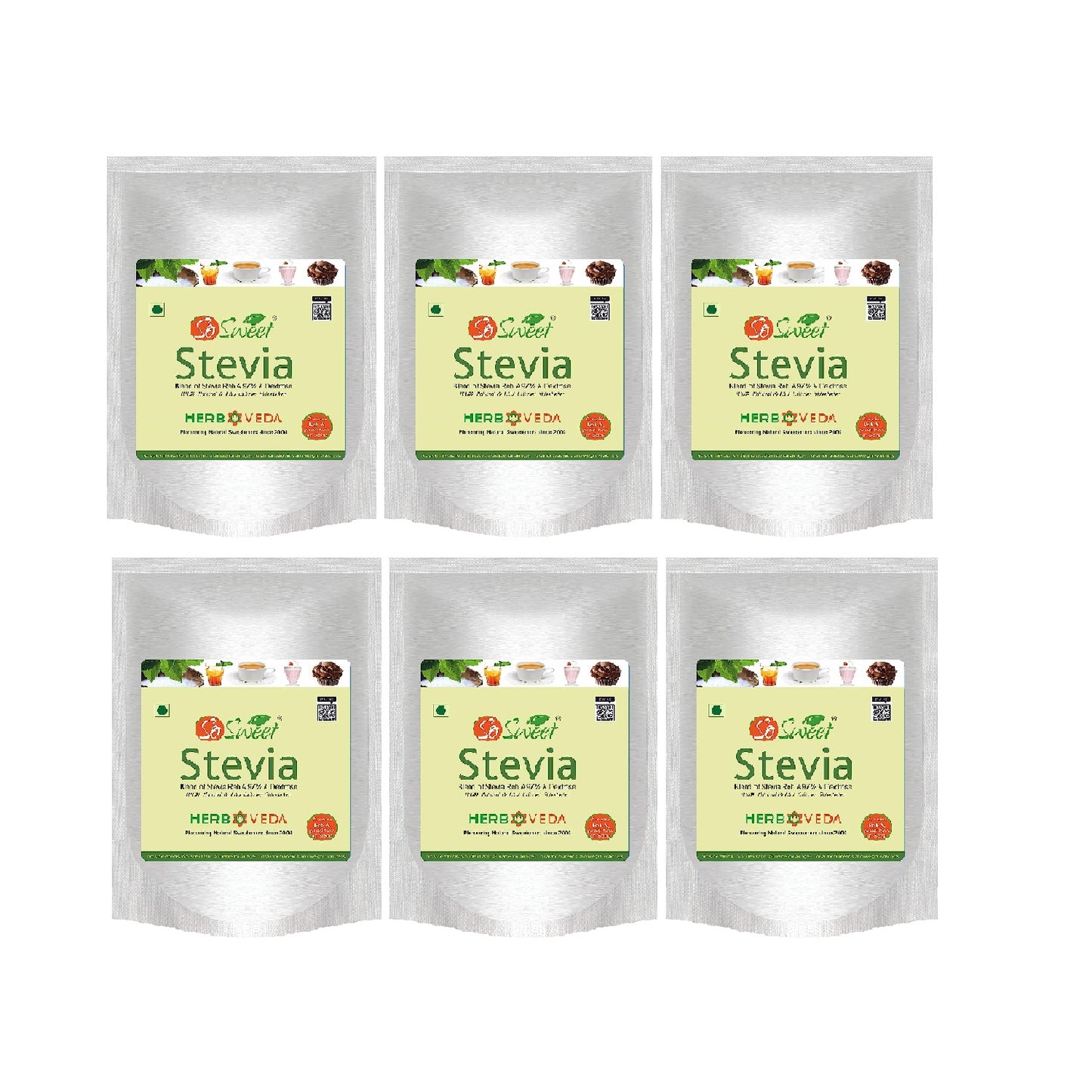 So Sweet Stevia Powder 100% Natural Low Calories Sugar Free Sweetener 900gm- Pack of 6