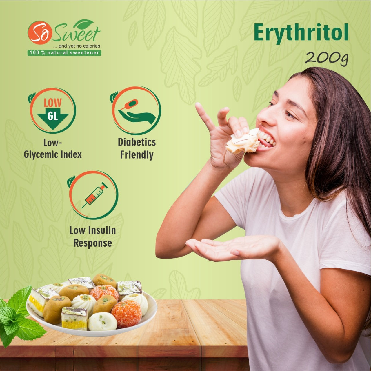 So Sweet 100% Natural Sweetener 200 GMS Erythritol (Pack of 1)