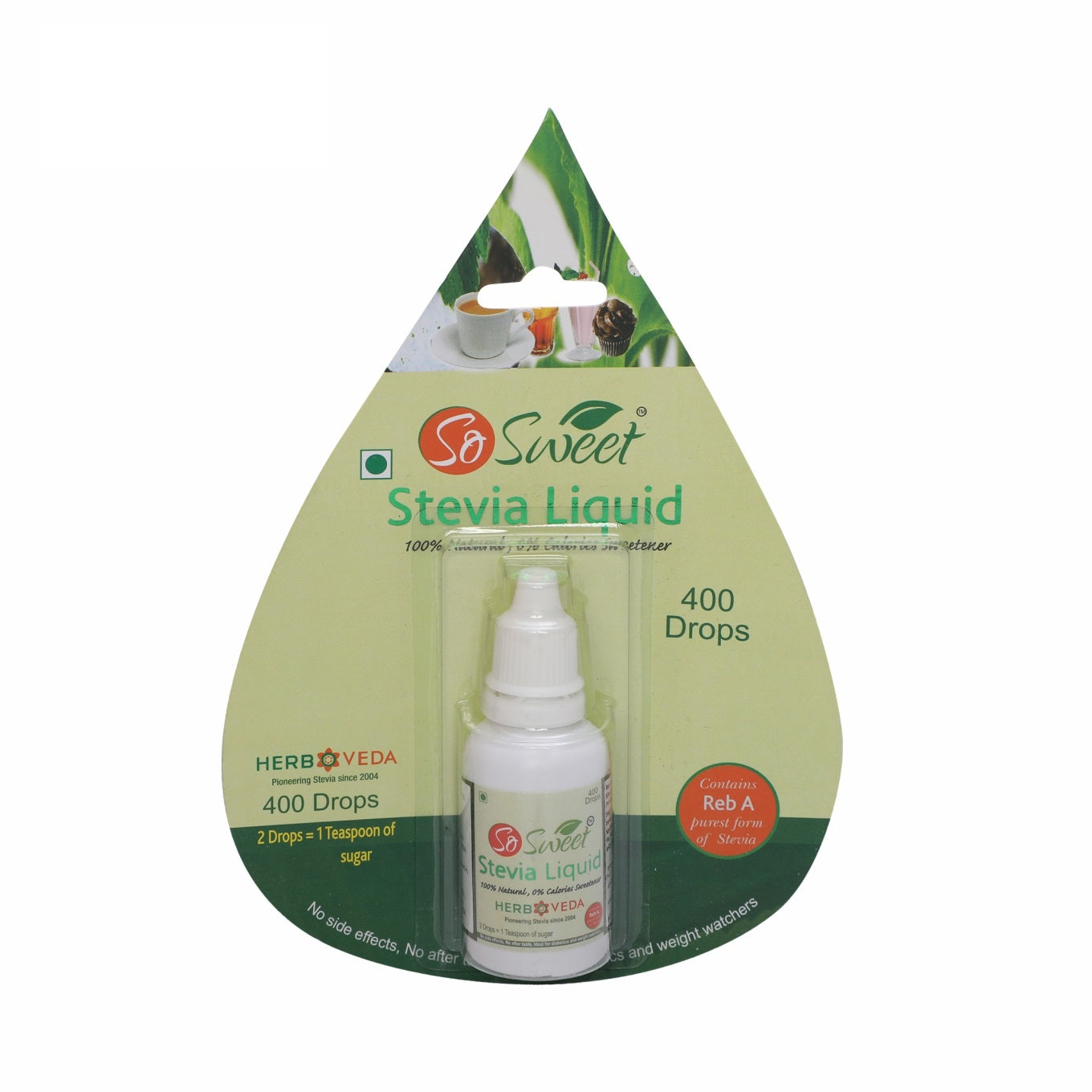 So sweet Stevia Liquid Sugar Free Natural Zero Calorie Sweetener (Pack of 4, 1600 Drops - 400 Drops Each)