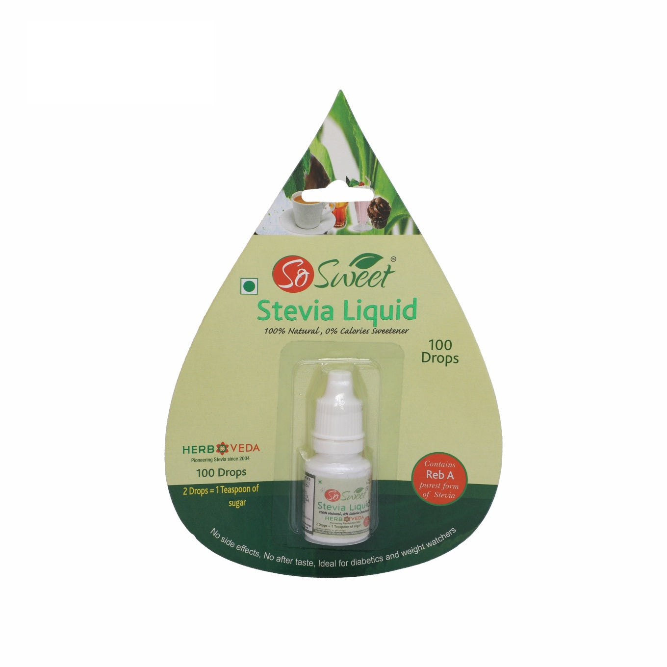 So Sweet Stevia Liquid Sugar Free 100 Drops - 5ml | Zero Calorie | Diabetic Friendly-Pack of 2