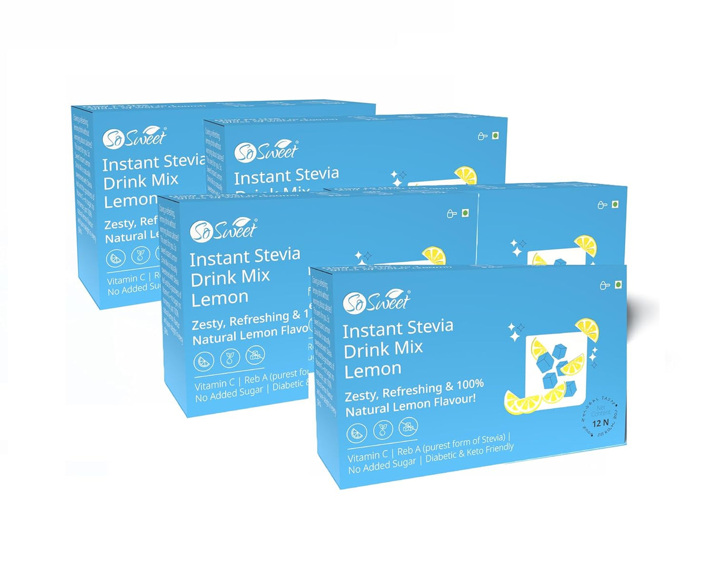 So Sweet Stevia Lemon Instant Drink Mix – 12 Sachets | Sugar Free Zero Calorie