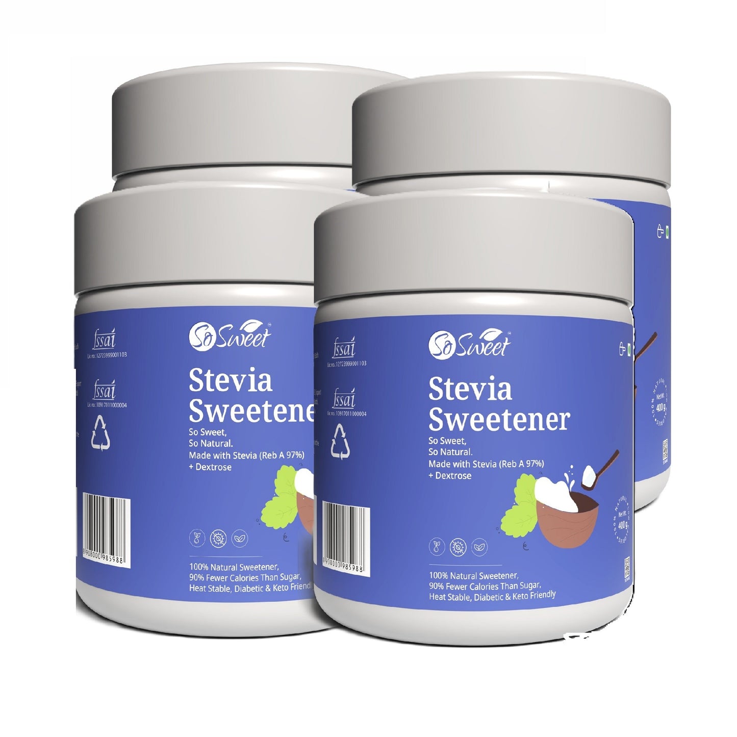 So Sweet Stevia Sugar Free Natural Low Calories Sweetener 100% Natural 400Gm | Diebetic Friendly