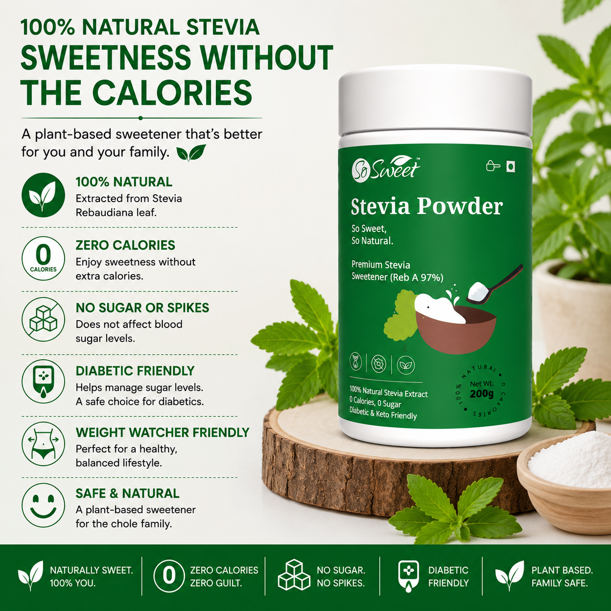 Stevia Sugar Free Natural Sweetener Alternative to Sugar - So Sweet