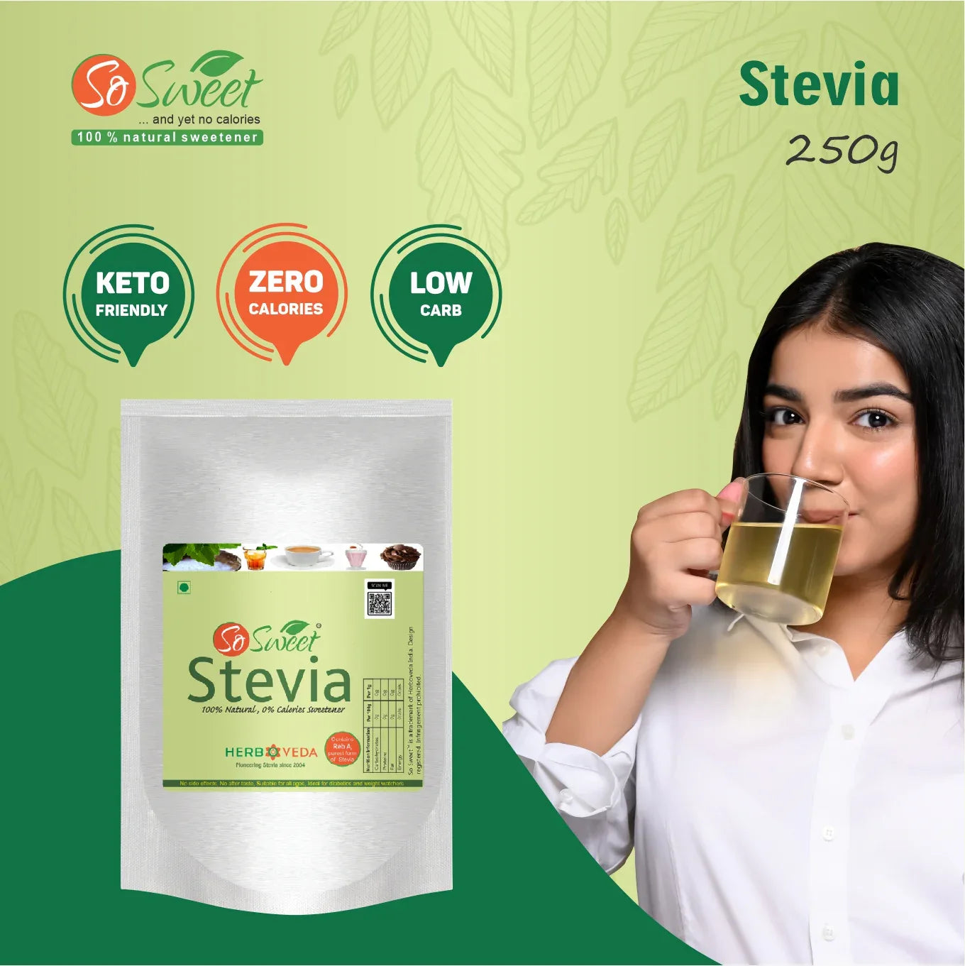 Stevia Sugar Free Natural Sweetener Alternative toSugar - So Sweet
