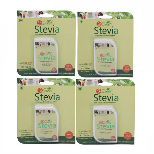 So Sweet 100% Natural Sweetener Sugar Free Stevia  Tablet 500+300 - Pack of 4