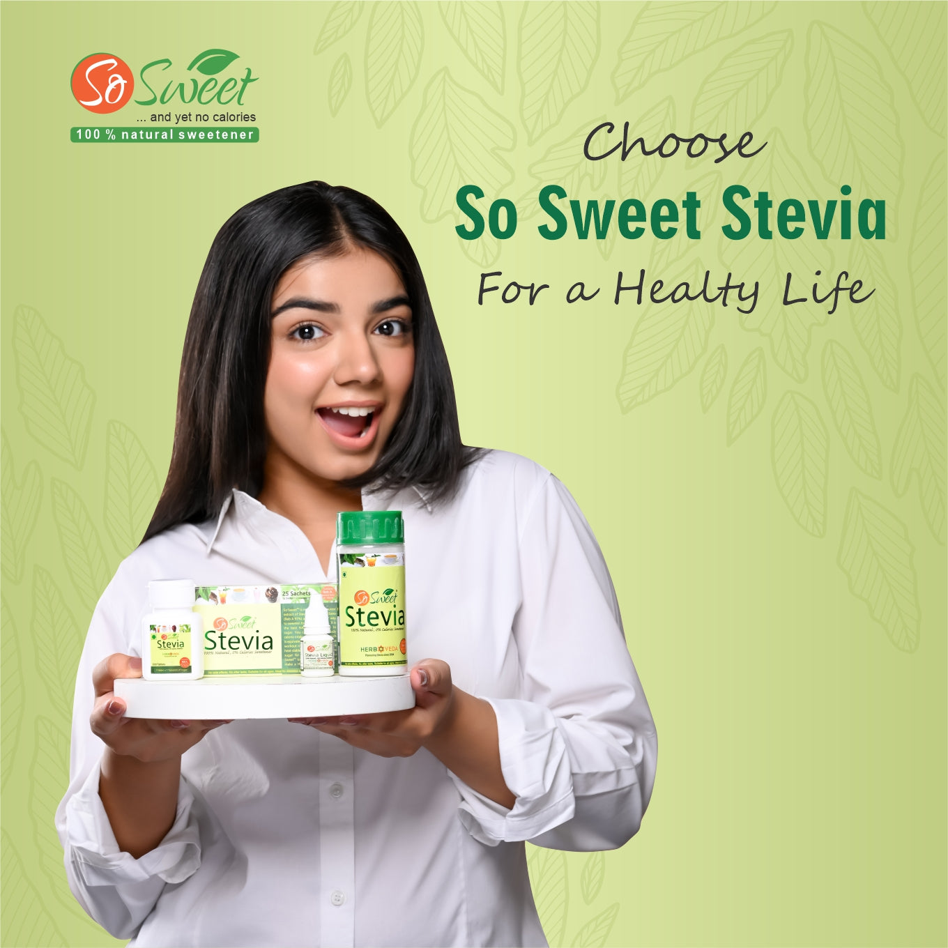 So Sweet Stevia Tablets Sugar Free Natural Zero Calorie Sweetener (Pack of 3) (500 Tab+100 Tab-2)