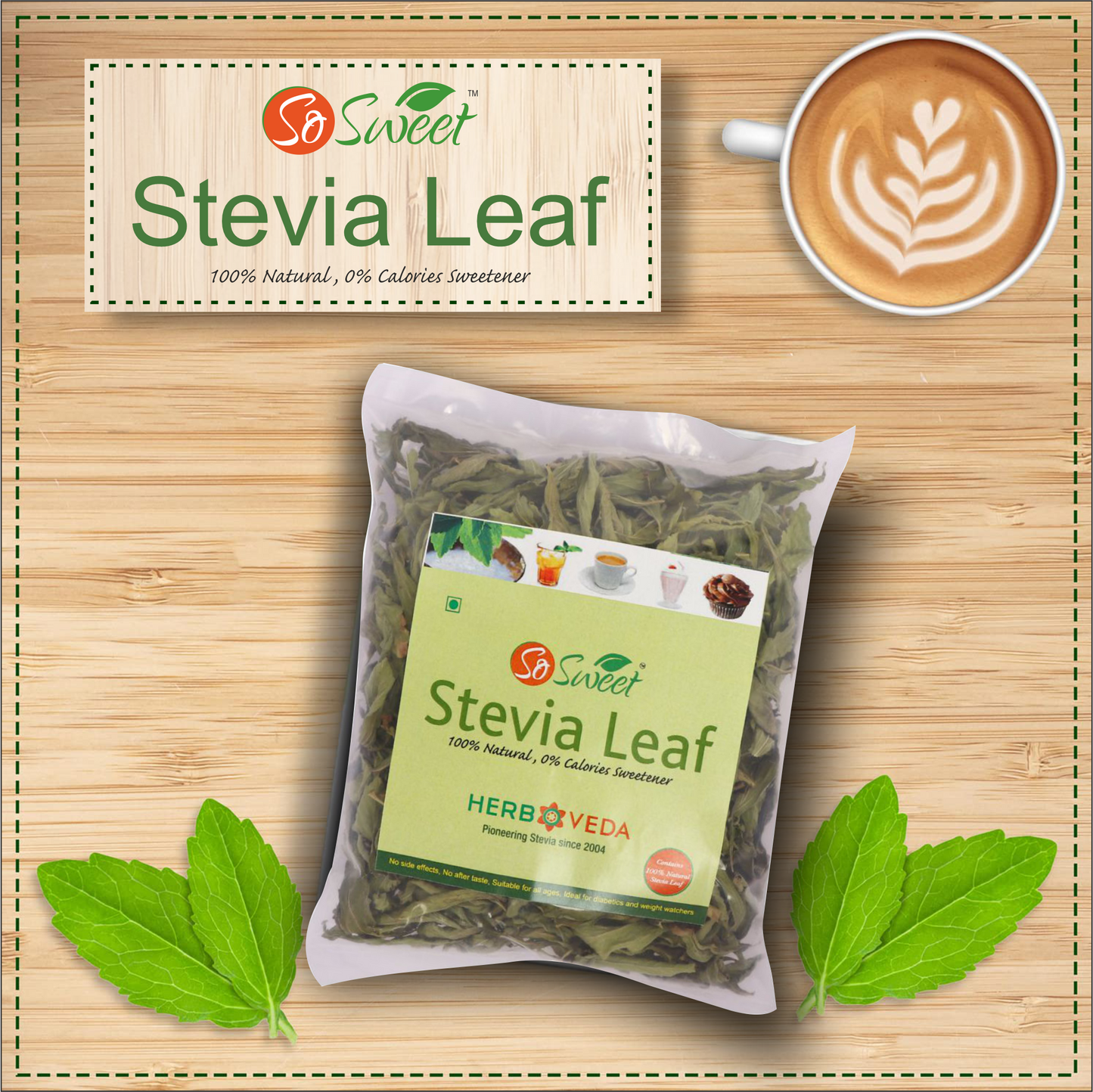 So Sweet Stevia Leaf 25gm Sugar Free Natural Zero Calorie Sweetener