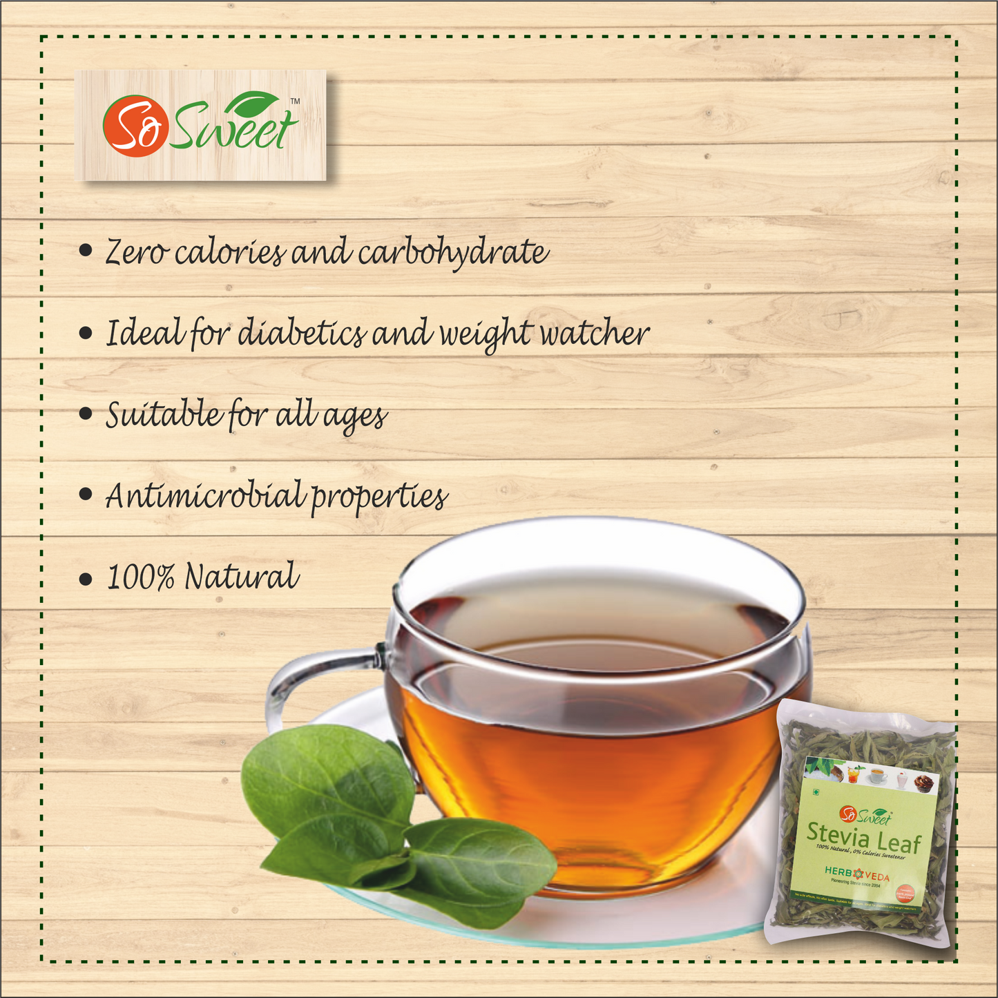 So Sweet Stevia Leaf 25gm Sugar Free Natural Zero Calorie Sweetener