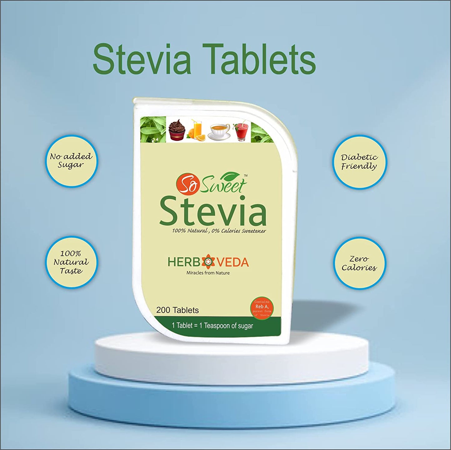 So Sweet Stevia 300 Tablets and 50 Sachets Sugar Free Natural Zero calorie Sweetener (Pack of 4)