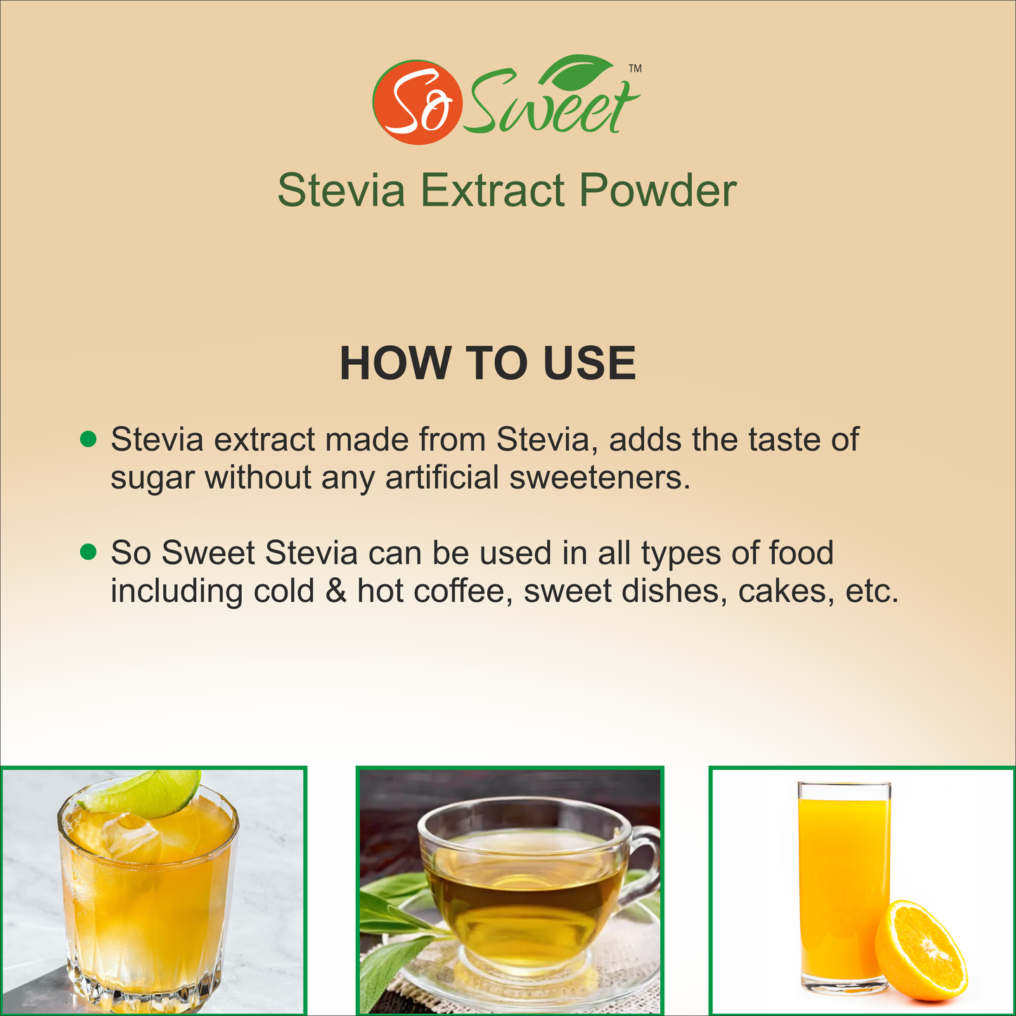 So Sweet Stevia Extract 25gms Sugar Free 100% Natural Sweetener
