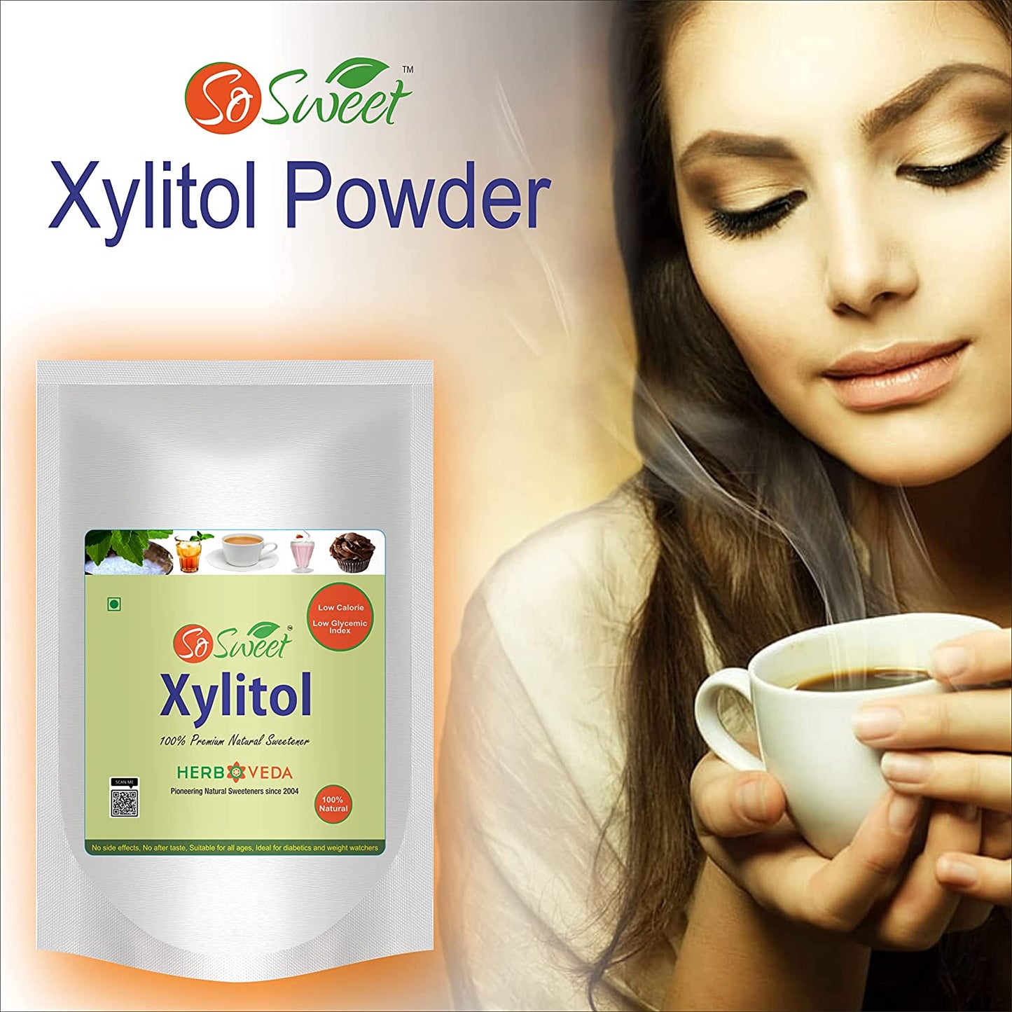 So Sweet Stevia Powder & Xylitol Sugar Free Natural Sweetener (250gm Each)