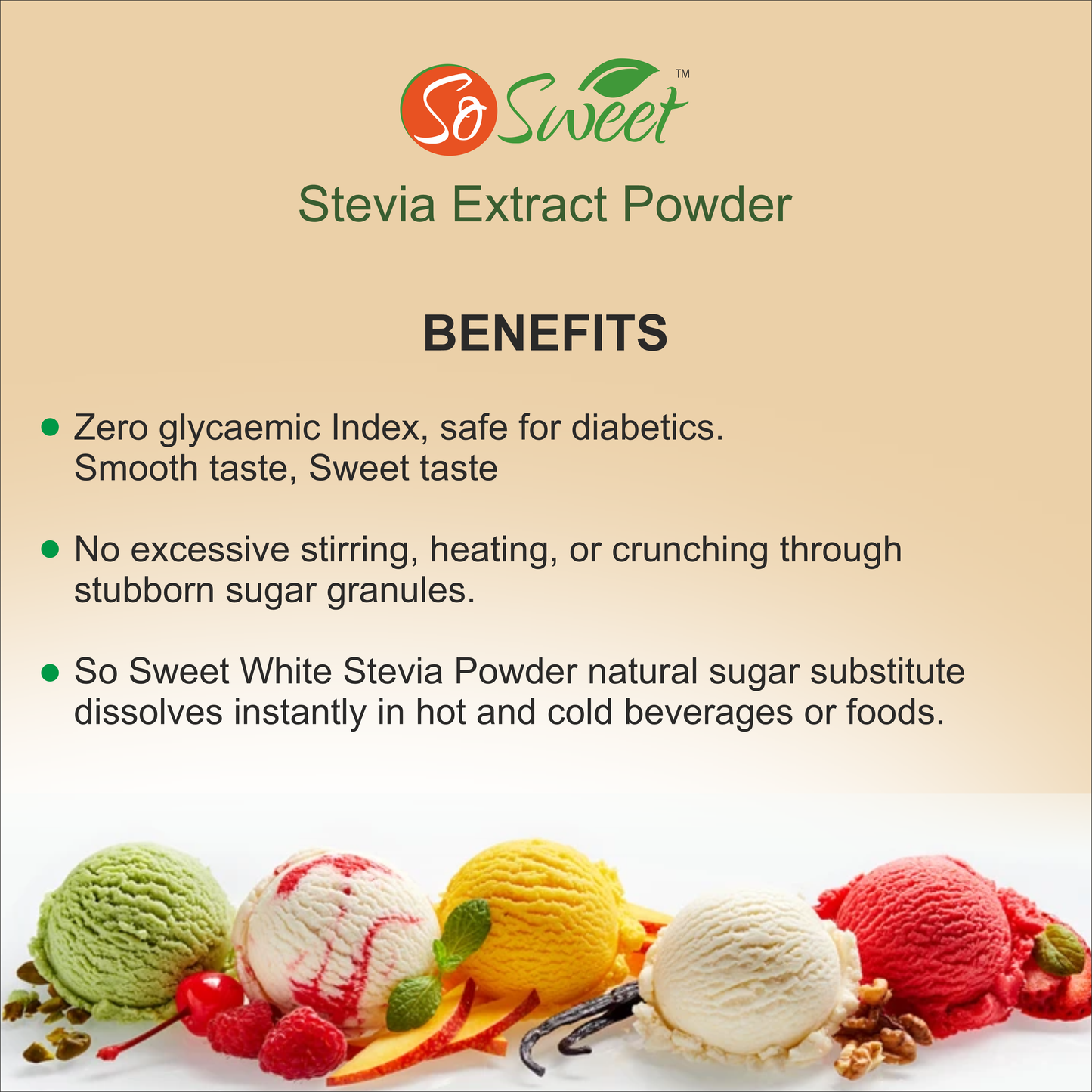 So Sweet Stevia Extract 25gms Sugar Free 100% Natural Sweetener