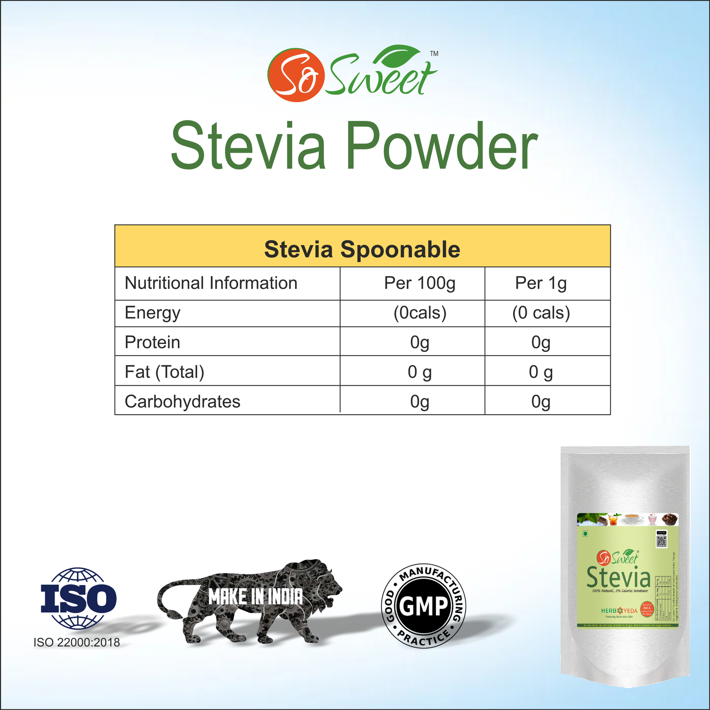 So Sweet Stevia Combo (1kg + 50 Stevia Sachets) Zero Calorie Natural Sweetener