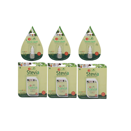 So Sweet Stevia Combo of 300 Tablets & 300 Drops Natural Sweetener - Sugar free