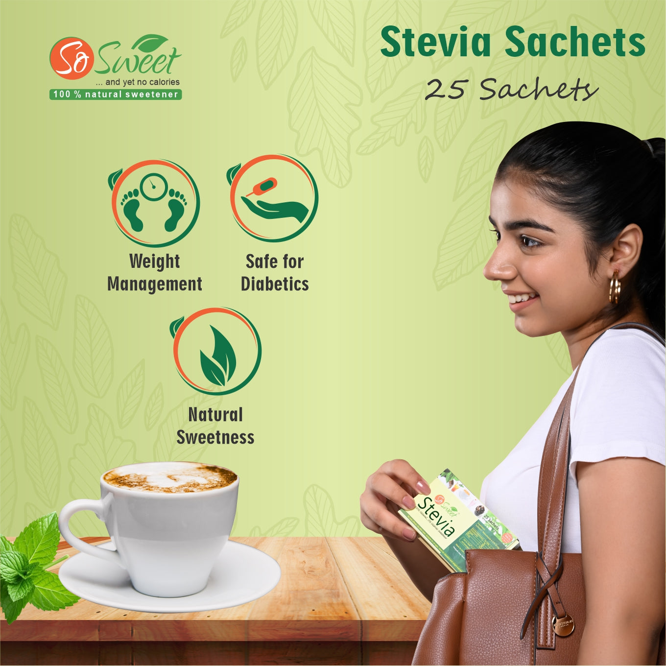 So Sweet Stevia 25 Sachets Sugar Free Sweetener | Zero  Calorie