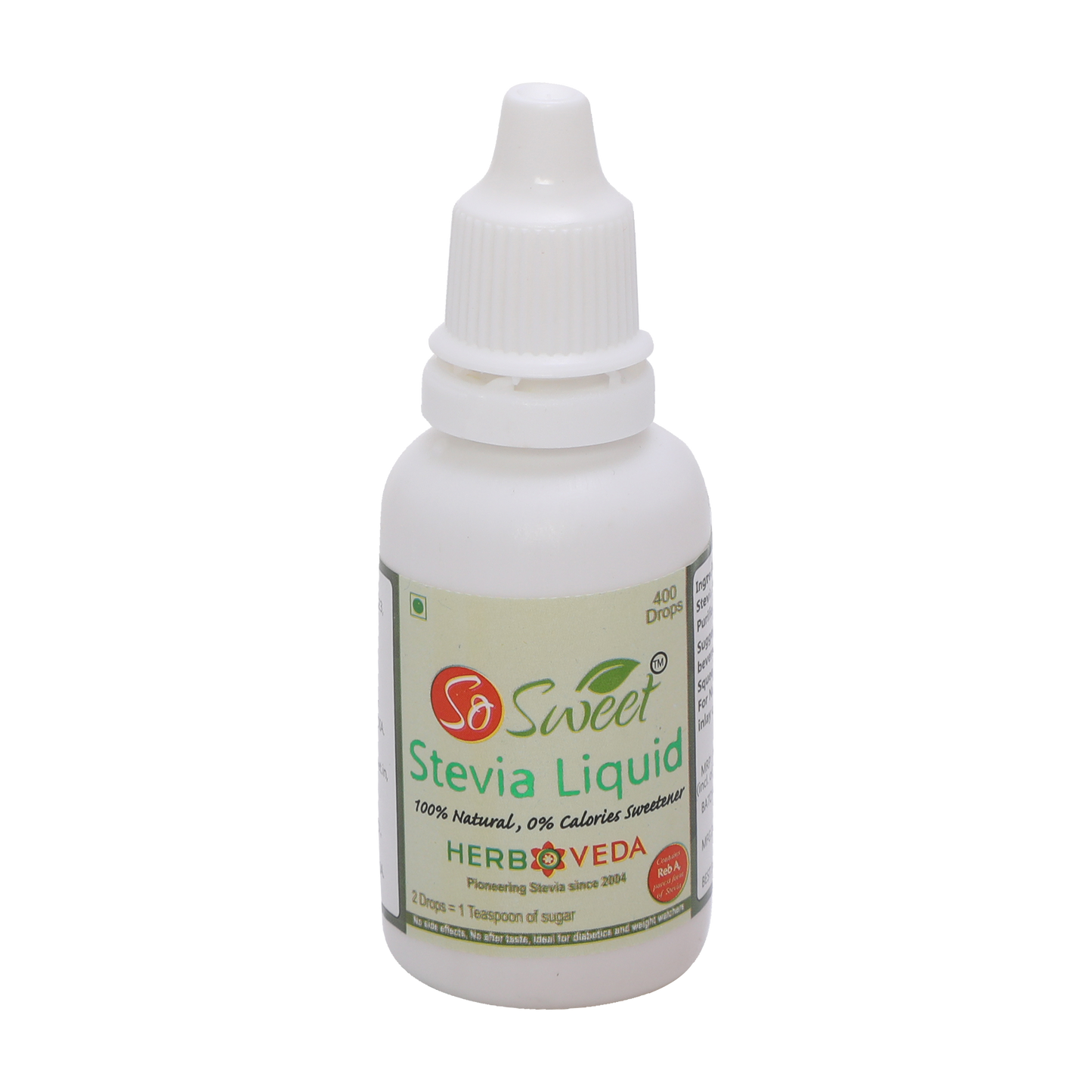 Stevia Liquid Drops | Sugar Free Natural Zero Calorie Sweetener| Pack of 3, 1200 Drops - 400 Drops Each