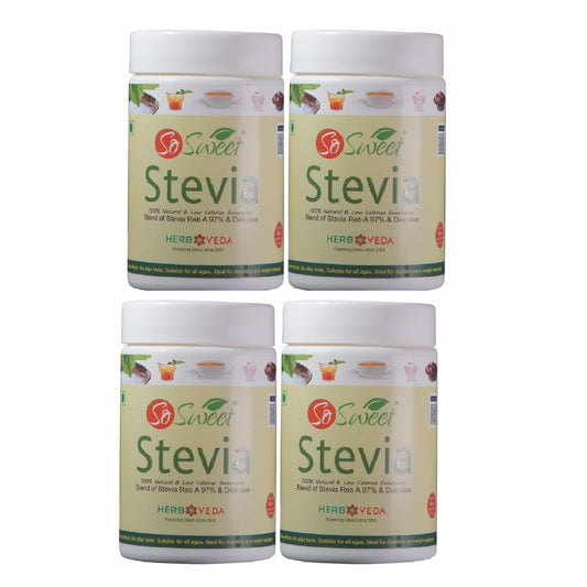 So Sweet Stevia Sugar Free100% Natural Sweetener 150gm | Low Calorie from Stevia | Taste Like Sugar & Safe for Diabetics-Pack of 4