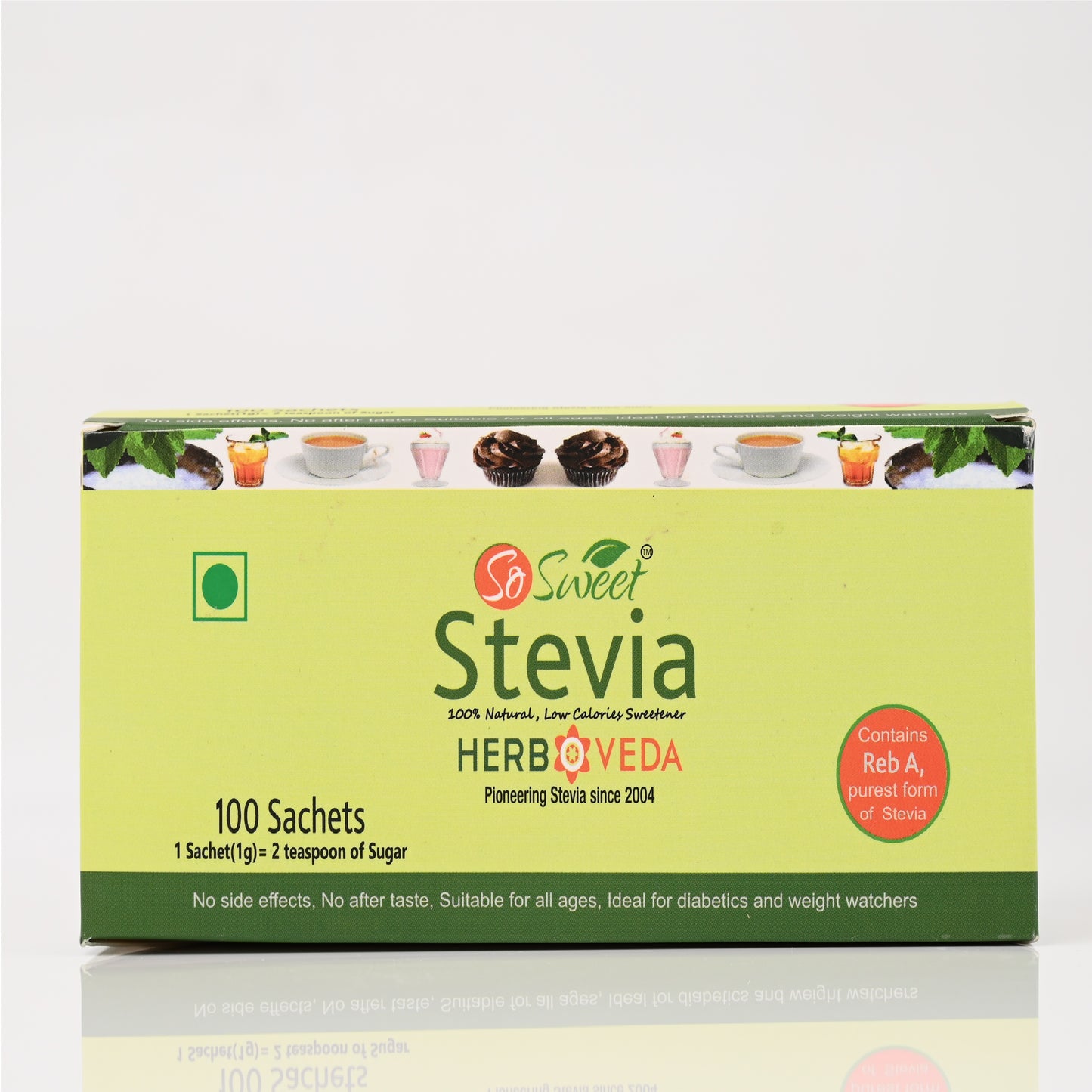 So Sweet Sugar Free Low Stevia  Sachets 100% Natural Sweetener |100 Sachet | Diabetic Safe