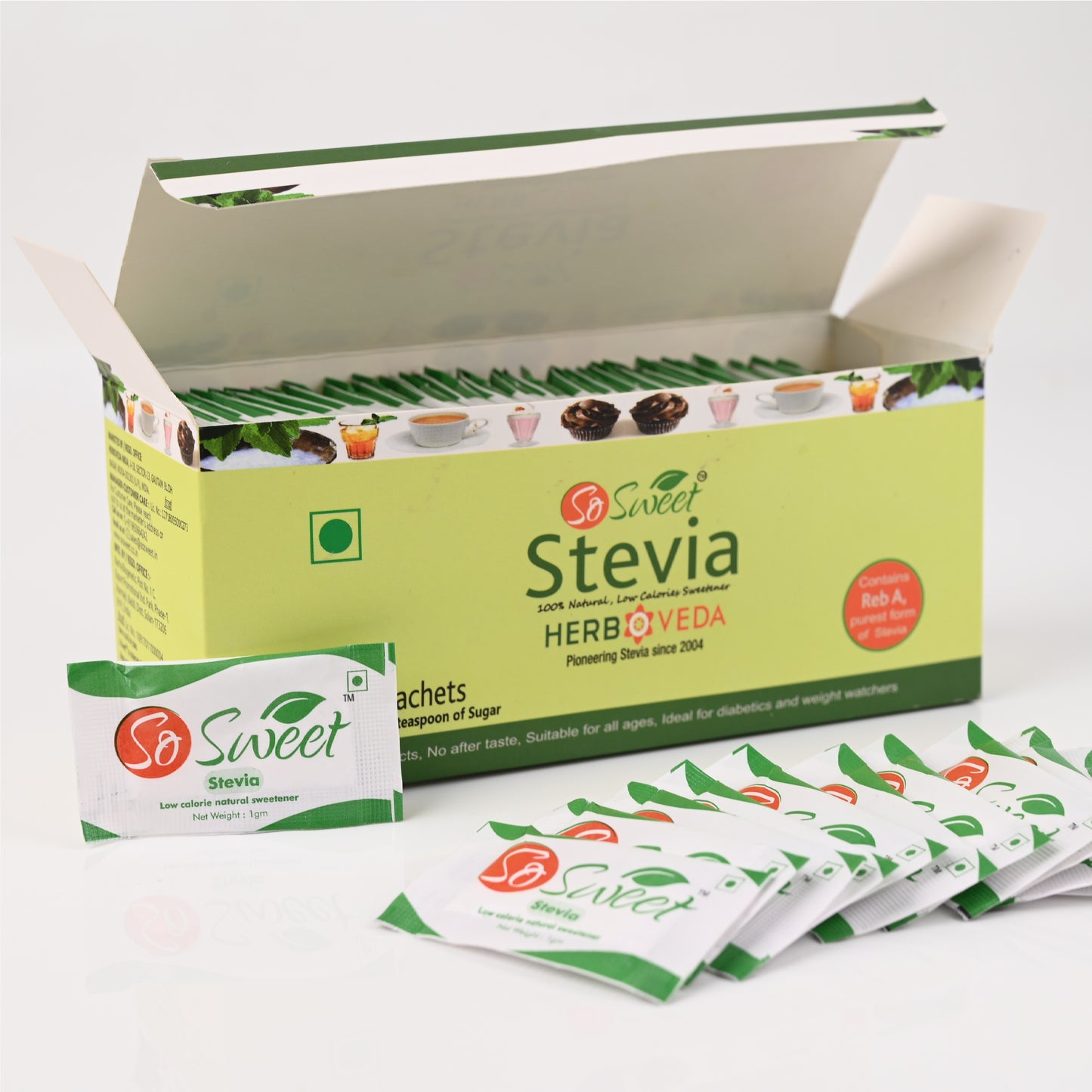 So Sweet Sugar Free Low Stevia  Sachets 100% Natural Sweetener |100 Sachet | Diabetic Safe