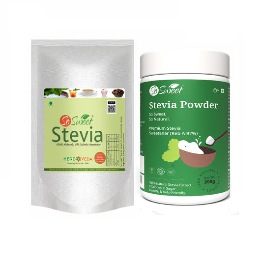 So Sweet Stevia powder (1kg+ 200g) Zero Calorie Natural Sweetener -Pack of 2