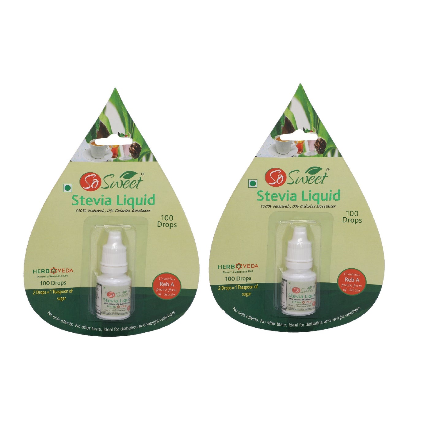 So Sweet Stevia Liquid Sugar Free 100 Drops - 5ml | Zero Calorie | Diabetic Friendly-Pack of  2