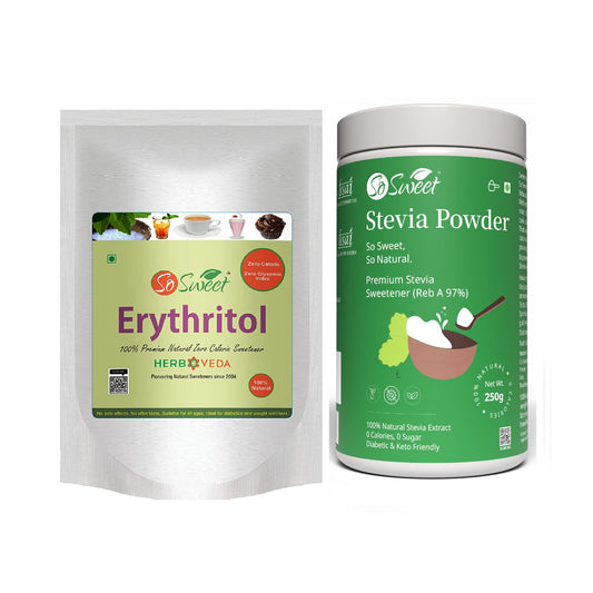 So Sweet Stevia Powder  + Erythritol  Powder Zero Calorie Sugar Free Sweetener - 250gm