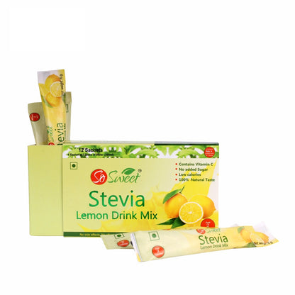 Stevia Sugar Free Instant Lemon Juice Drink Mix - 12 Sachets