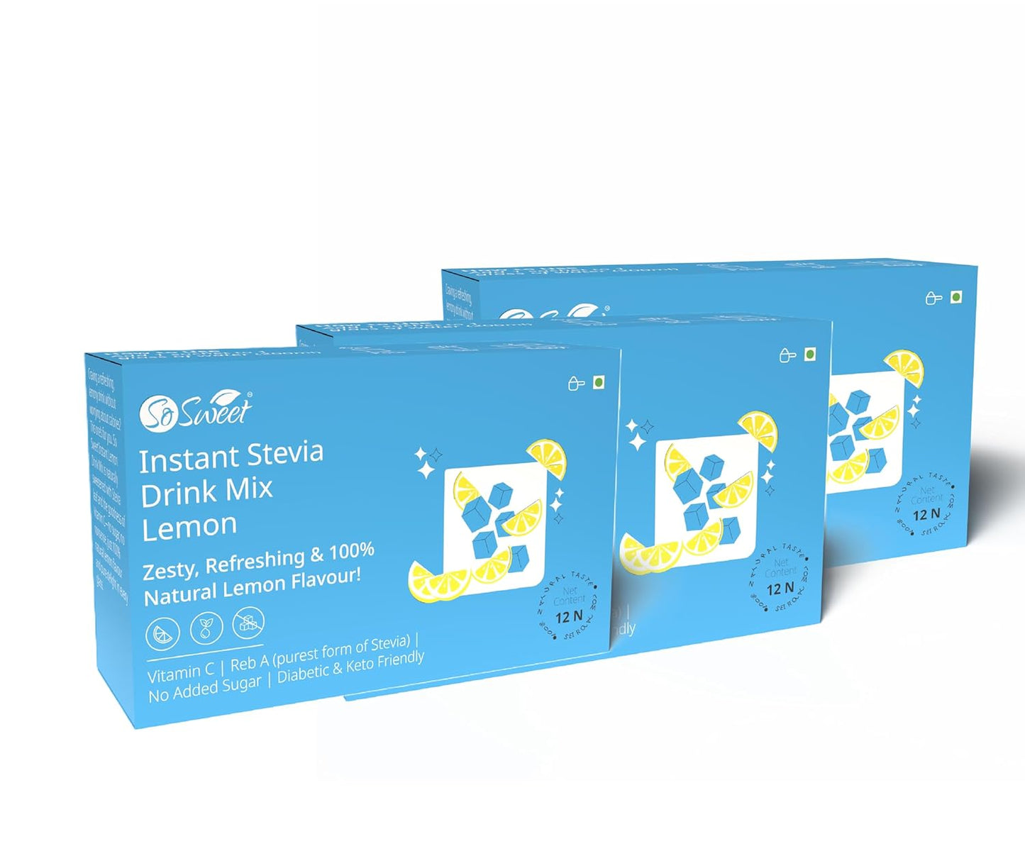 So Sweet Stevia Lemon Instant Drink Mix – 12 Sachets | Sugar Free Zero Calorie