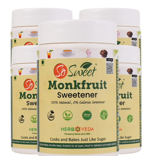So Sweet Monk Fruit 100% Natural Zero Calorie Sweetener -250gm -Diabetic & Keto Friendly-Pack of 5