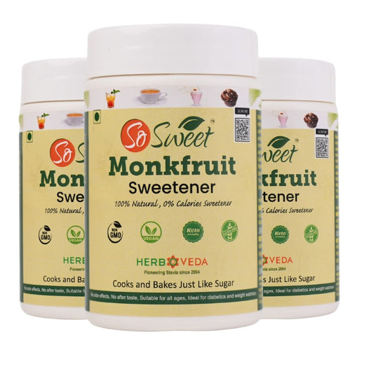 Monk Fruit Sweetener (250gm) | 100% Natural Zero Calorie Sugar Substitute | Diabetic & Keto Friendly-Pack of 3