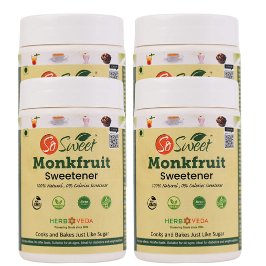 So Sweet Monk Fruit 100% Natural Zero Calorie Sweetener -250gm -Diabetic & Keto Friendly-Pack of 4