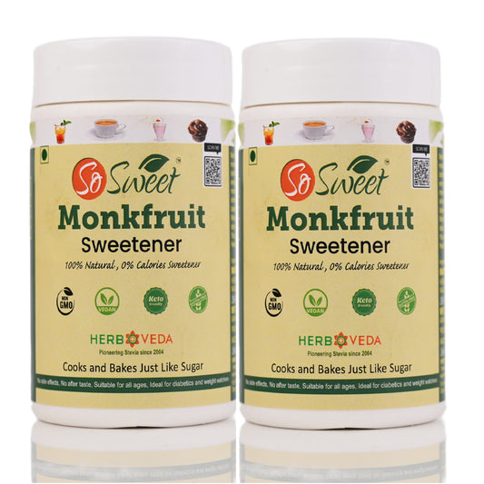 Monk Fruit Sweetener (250gm) | 100% Natural Zero Calorie Sugar Substitute | Diabetic & Keto Friendly-Pack of 2