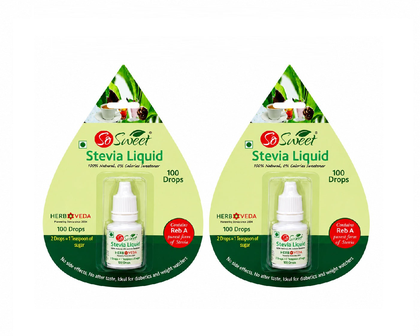 So Sweet Stevia Liquid Sugar Free 100 Drops - 5ml | Zero Calorie | Diabetic Friendly-Pack of  2