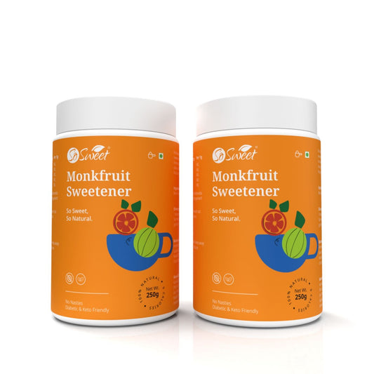 Monk Fruit Sweetener (250gm) | 100% Natural Zero Calorie Sugar Substitute | Diabetic & Keto Friendly-Pack of 2