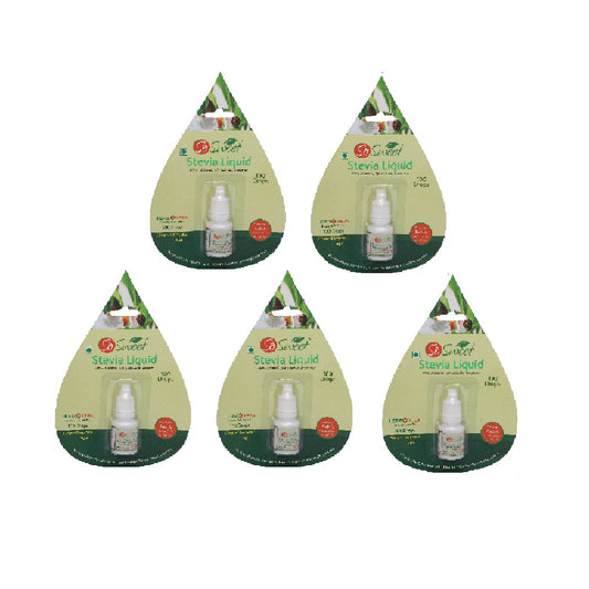 So Sweet Stevia Liquid Sugar Free 100 Drops - 5ml | Zero Calorie | Diabetic Friendly -Pack of 5