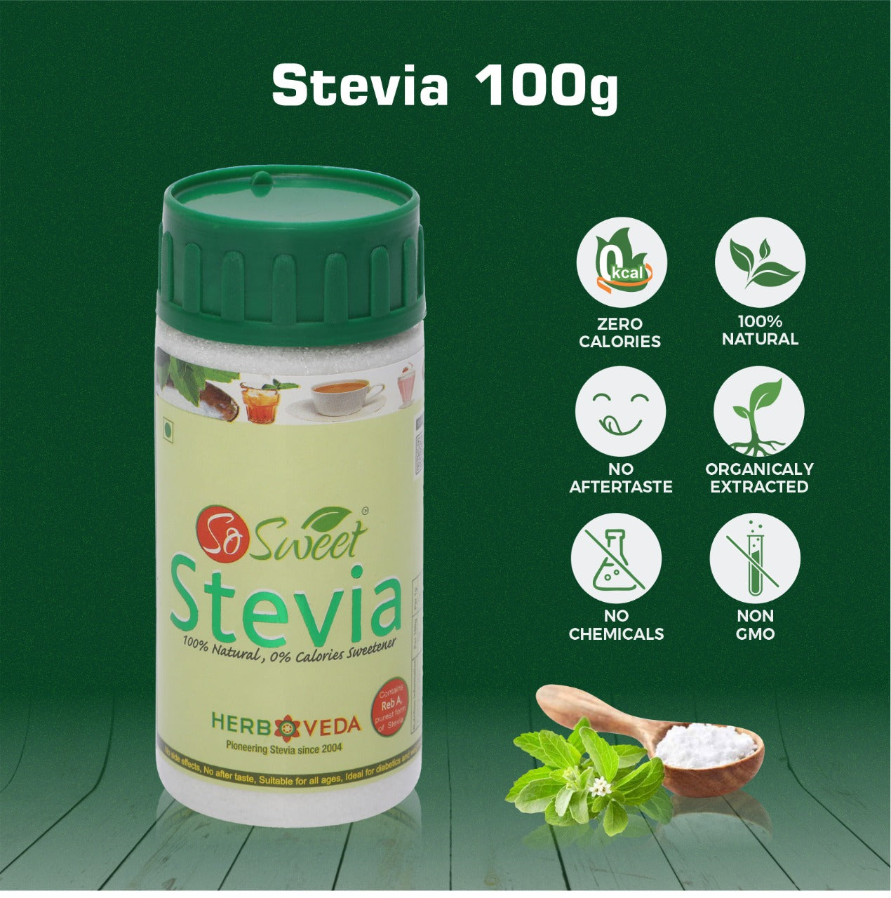So Sweet Stevia Sugar free Powder Natural Sweetener Combo (1kg+ 100gm+ 250gm)