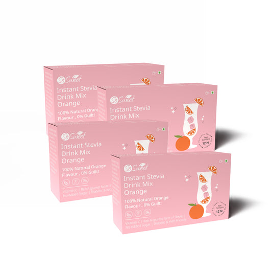 Stevia Sugar Free Instant Orange Drink mix - 12 Sachets-Pack of 4