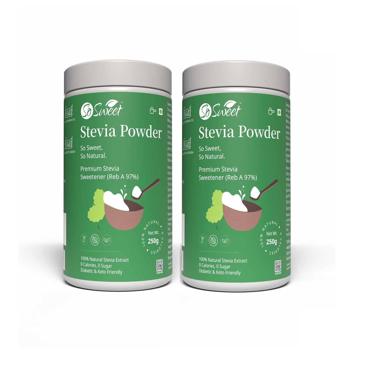 Zero Calorie Stevia Powder | Sugar Free Natural Sweetener-250gm