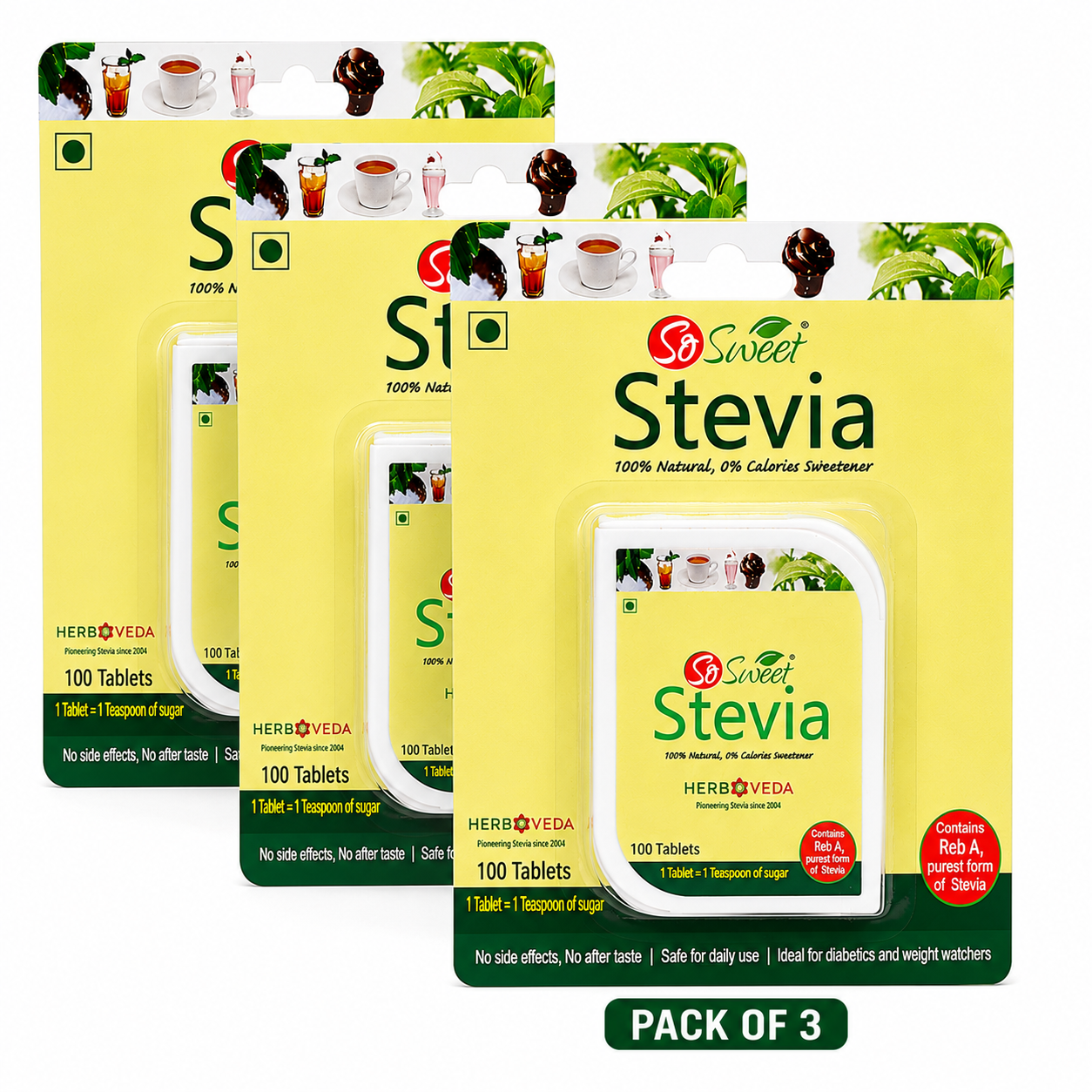 So Sweet Stevia Tablets 100 – Natural Zero Calorie Sugar Free Sweetener
