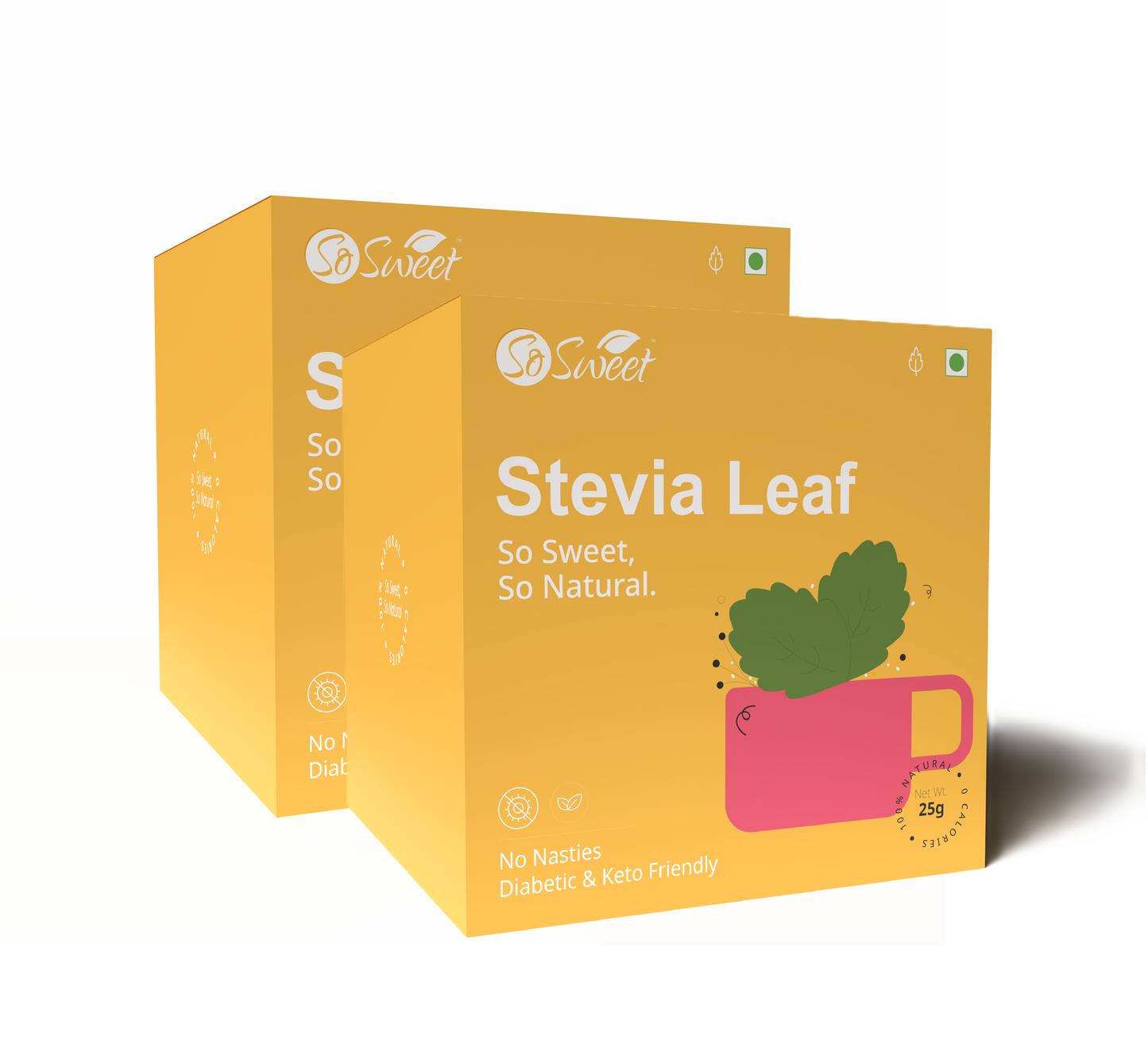 So Sweet Stevia Leaf Sugar Free Natural Zero Calorie Sweetener Pack of 2 (25gm each)