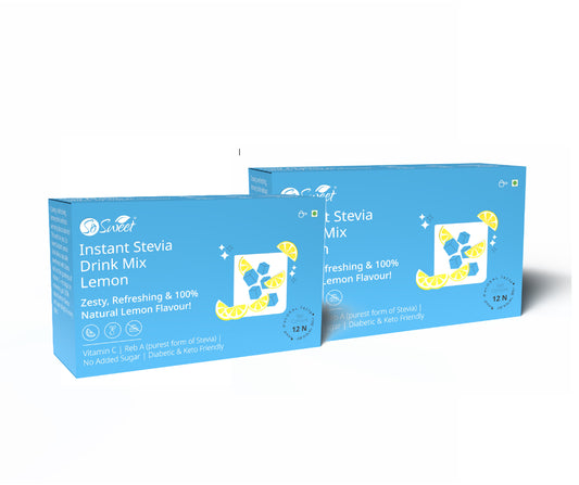 Stevia Sugar Free Instant Lemon Juice Drink Mix - 12 Sachets-Pack of 2