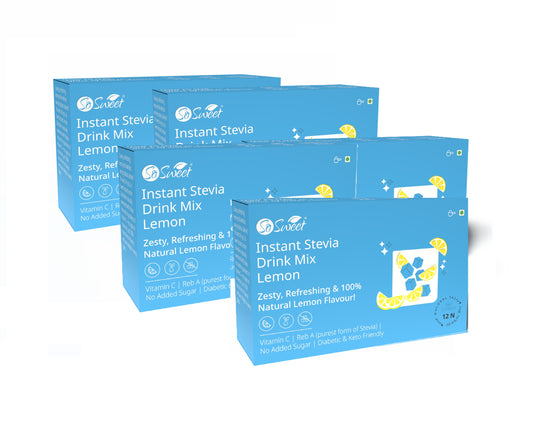Stevia Sugar Free Instant Lemon Juice Drink Mix - 12 Sachets-Pack of 5