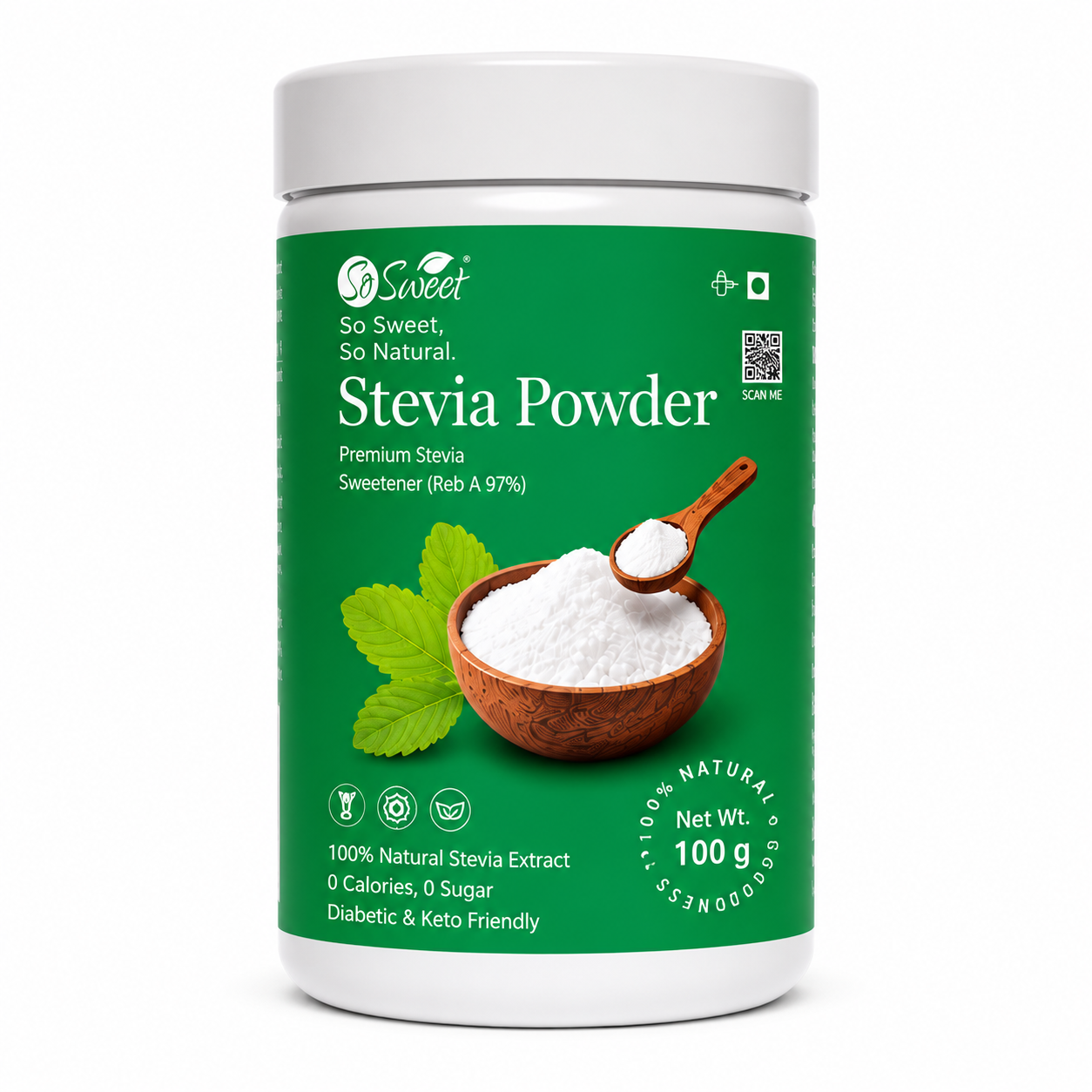 So Sweet Stevia Powder 100gm – Zero Calorie Natural Sugar Free Sweetener