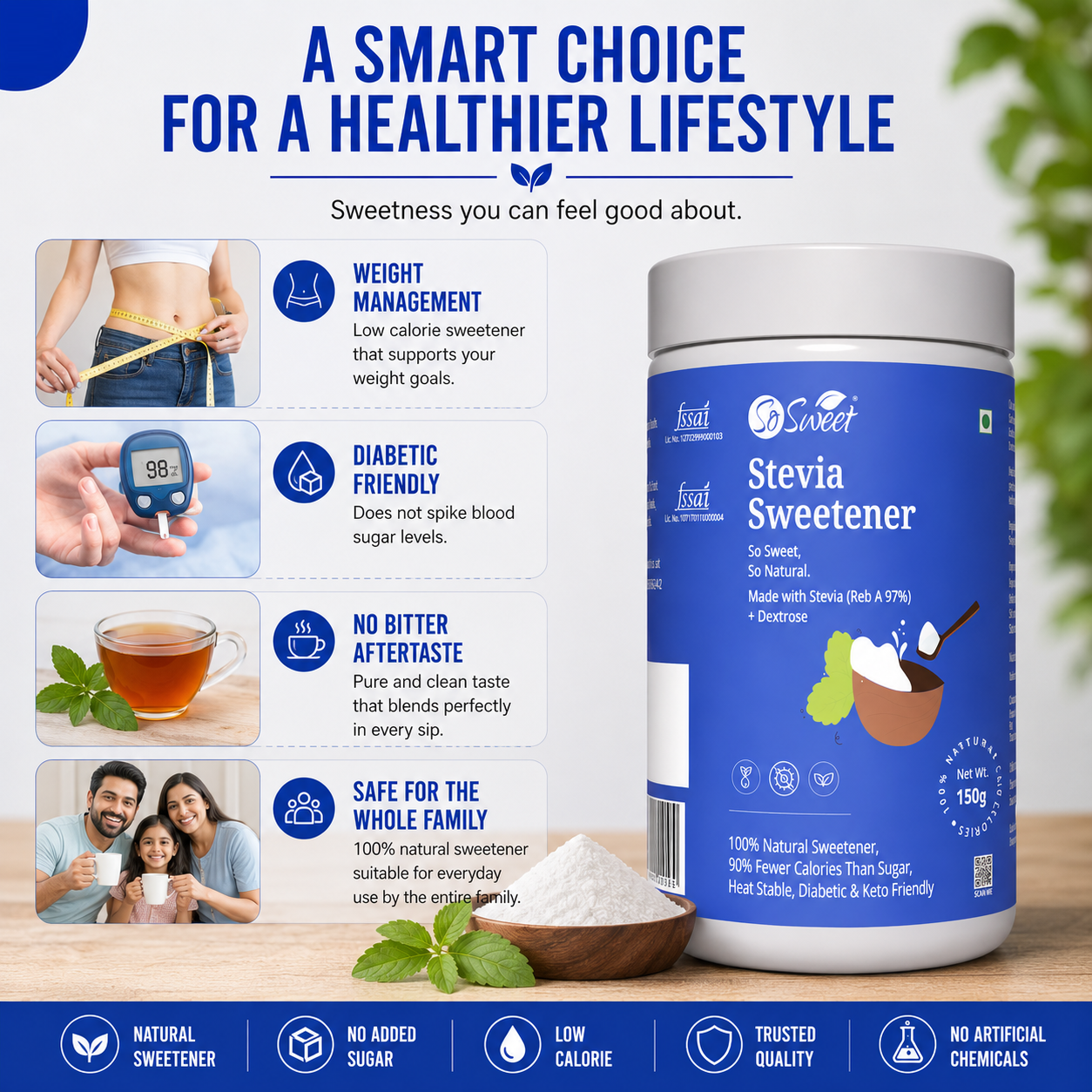 So Sweet Stevia Powder 150gm – Sugar Free Natural Sweetener | Diabetic Friendly